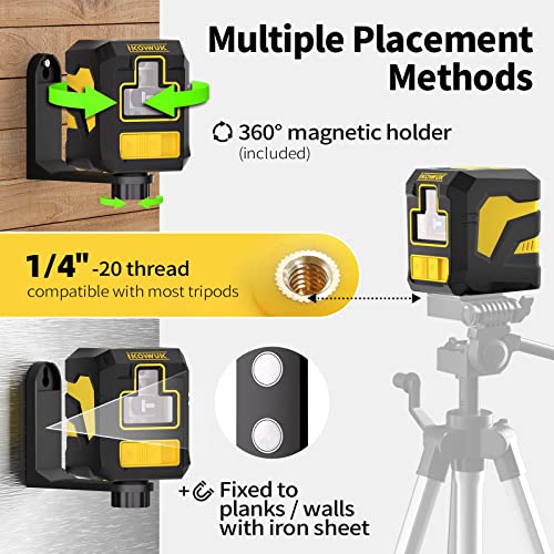 Laser Level, IKOVWUK 100FT Accurate Green Cross Line Laser Level Self-Leveling with Magnetic Bracket for Picture Hanging Home Decoration, Battery & Carrying Bag Included