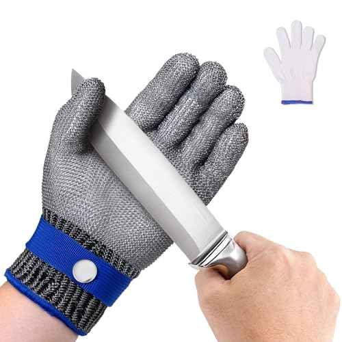 ZEEGO A9 Cut-Resistant Gloves, Food-Grade Stainless Steel Mesh Metal Gloves, Suitable for Mandolines, Kitchen Use, Meat Processing, Butchers, and Oyster Shucking£¨Large Size£©