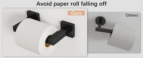 FEILERN Toilet Paper Holder Matte Black Wall Mounted Post Pivoting Square Tissue Holders Roll Holder Hangers for Bathroom Commercial Toilet Paper Dispenser