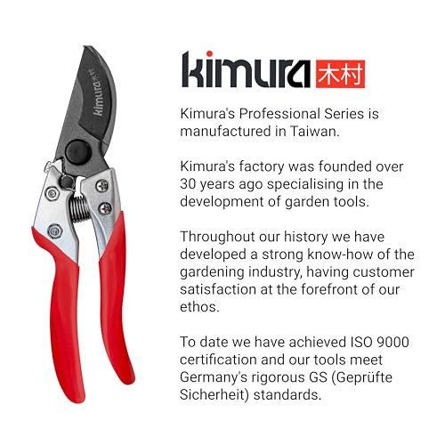 Kimura 8-Inch Pro Bypass Pruning Shears Japanese SK5 Steel Garden Clippers