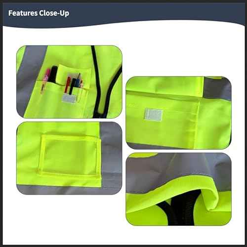 Tydon Guardian Reflective Safety Vest for Women Men High Visibility Security With Pocket Zipper Front Meet ANSI/ISEA Standard