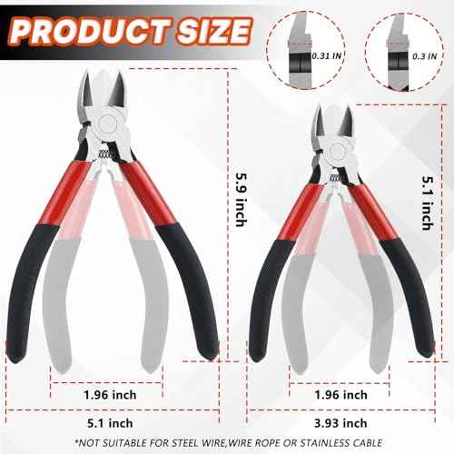2PCS Heavy Duty Wire Cutters Set, 5 inch & 6 inch Electrical Diagonal Cutting Pliers, High Carbon Steel, Anti-Slip Handle, for Crafting, Jewelry Making, Electricians