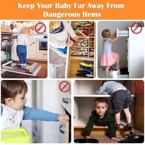 4 Pack Upgraded Baby Proofing Cabinet Latch Locks - Pabesim Children Proof Cupboard Drawers Latches - Adhesive Easy Installation
