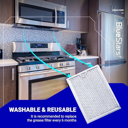 [5-Pack] BlueStars WB06X10309 Microwave Oven Grease Filter – 5 Count, 7-5/8 x 5 x 1/16 in