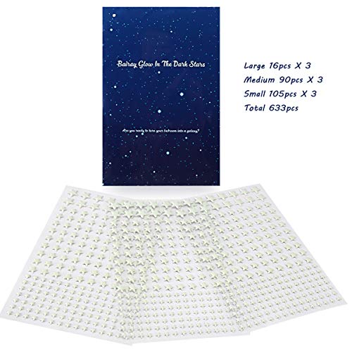 Green Glow in The Dark Ceiling Stars Decor - 633 3D Star Stickers for Nursery & Bedroom