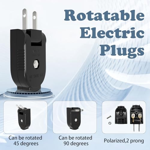 Black Rotatable Power Plug Replacement 4 Pack - Male Extension Cord