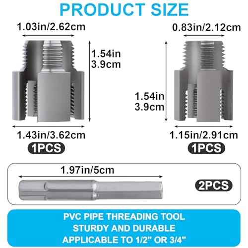 2 Pcs PVC Pipe Threader, Pipe Threading Tool, Integrated Internal & External Pipe Threading Tool, Pipe Thread Cutting Tool, Pipe Threading Tool for PVC (1/2"+3/4"£©