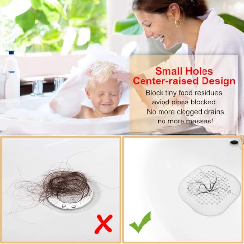Bovinde Sliver Grey Square Shower Drain Cover 2-Pack - Hair & Drain Protector