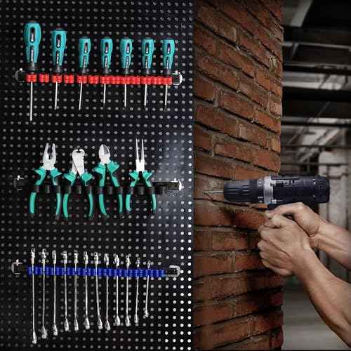 2 Pack Wall-Mounted Screwdriver Organizers with Screws - Heavy-Duty ABS Plastic Tool Holder for Screwdrivers, Wrenches, Piers - Garage Workshop Storage (Red,2 PCS)