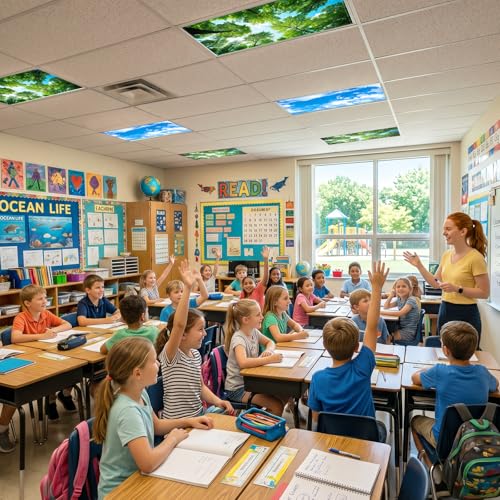 Aheroi 8-Pack Light Covers for Ceiling Lights Classroom Fluorescent, Mix Style