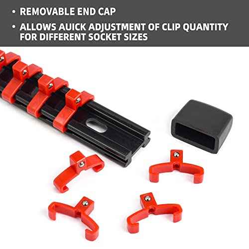 Socket Organizer Drive ABS Tools-Socket Holder, Premium Quality 9 Pieces Holders Kit 1/4-Inch x 48 Clips, 3/8-Inch x 45 Clips, 1/2-Inch x 36 Clips