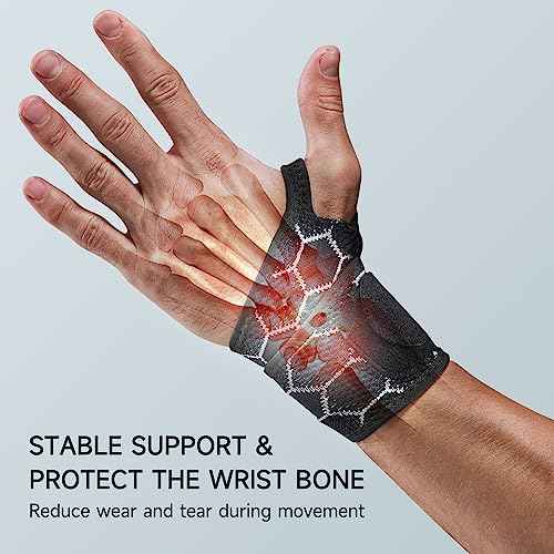 Sport Slim Wrist Wrap - Wrist Brace for Carpal Tunnel Relief, Neoprene-Free Compression Wrist Support for Workout, Adjustable Wrist Guards Fit Right Left Hand(Black, 2 Pack)