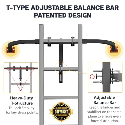 Gray Steel Ladder Stabilizer for Extension Ladders Roof Gutters Support Startingtool