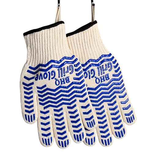 Oven Gloves, Heat Resistant BBQ Oven Glove-BBQ Gloves,Oven Glove Oven Mitts Heat Resistant for Kitchen Potholder,Grill,Grilling,Smoker,Barbeque-1 Pair(Blue)