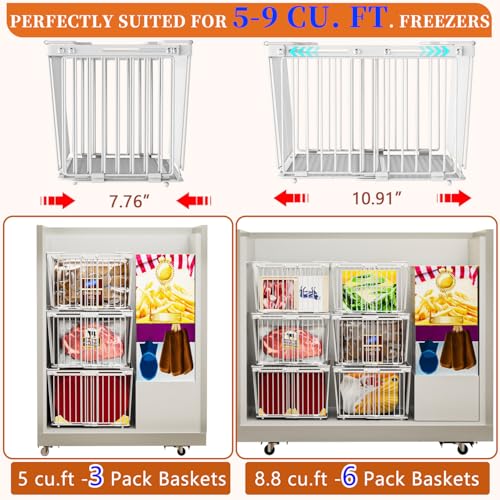 ANJUBAN Large Freezer Organizer Bins 3-Pack, Fits 5–9 Cu Ft Freezers, Leak-Proof Bottom
