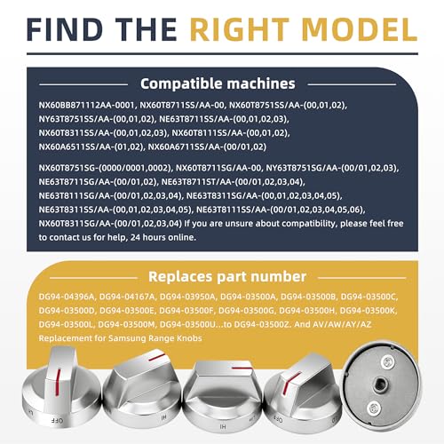 AMI Parts DG94-03500A/Z Gas Stove Knob Replacement for Samsung (AA-1PACK, Silver)