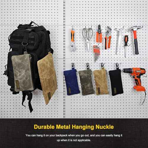 Small Tool Bag, Waxed Canvas Zippered Pouch, Tool Pouches with Zipper, Utility Small Tool Pouch for Tool Organizers and Storage, 8.5" x 4" - 4-Pack