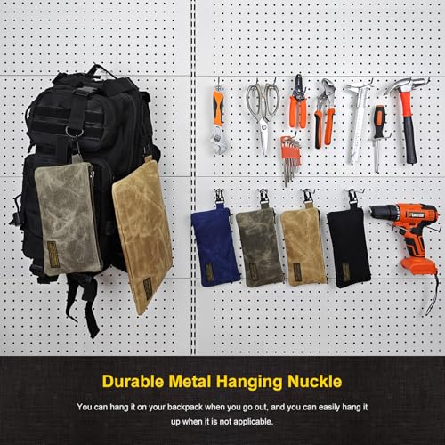 Small Tool Bag, Waxed Canvas Zippered Pouch, Tool Pouches with Zipper, Utility Small Tool Pouch for Tool Organizers and Storage, 8.5" x 4" - 4-Pack