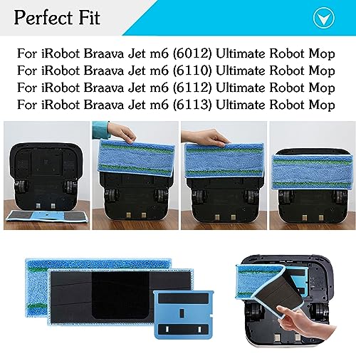 8 Pack Upgraded M6 Wet Mopping Pads for iRobot Braava Jet M6 - Blue, Reusable