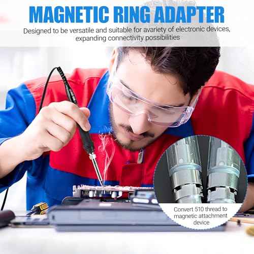 8PCS 510 Thread Magnetic Adapter, Thread Magnetic Adapter, Soldering Iron Ring Adapter Connector Repair Parts For Circuit Board Repair Parts For Electronic Devices Maintenance