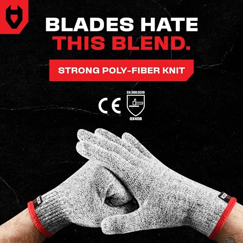 NoCry Level 5 Food Safe Cut Resistant Gloves Medium Grey for Food Prep