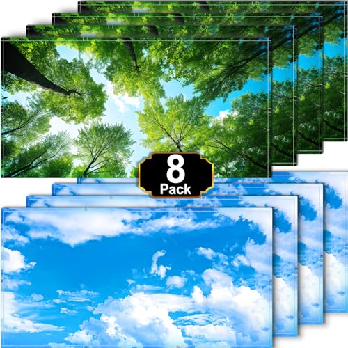 Aheroi 8-Pack Light Covers for Ceiling Lights Classroom Fluorescent, Mix Style