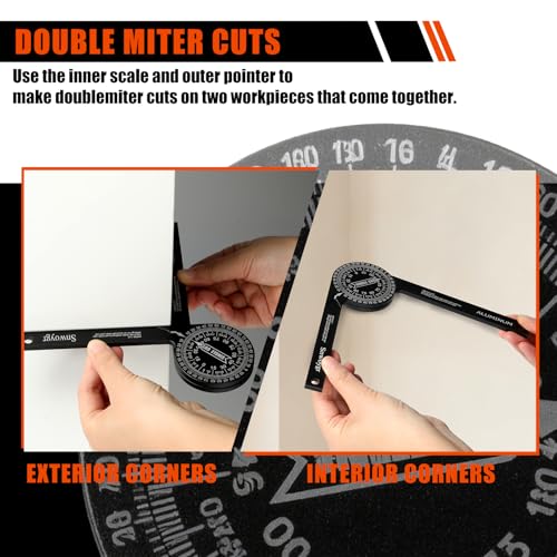 7 Inch Aluminum Miter Saw Protractor - High-Precision Angle Finder with Mini-Wrench