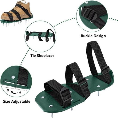 Fecovanti Aerator Shoes with Adjustable Strap,Heavy Duty Spikes for Grass Aerating Patio Garden,Fully Assembled Aerating Shoes for Yard Patio Lawn Garden