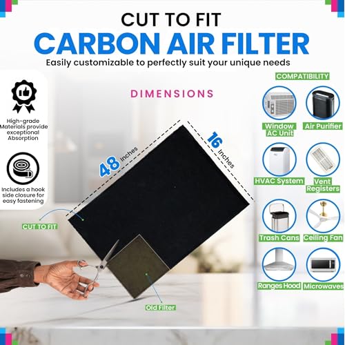 Bagean 16 x 48 inch Activated Carbon Filter Sheet, 2-Pack - Cut to Fit