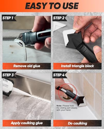 Saker 3-in-1 Silicone Caulking Tool Classic Black – Grout Removal & Smoothing