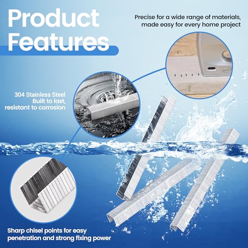 Meite T50 Stainless Steel Staples 1/2 Inch, 1512 Counts, Heavy Duty Marine & Upholstery Staples
