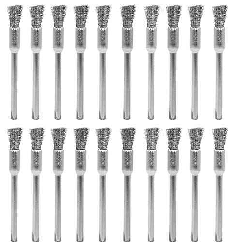 20 pcs Steel Cleaning End Brushes Pen 1/5¡È(5mm) x 1/8¡È(3mm) Wire Brush Rust Paint Removal Bits Polishing Rotary Tools