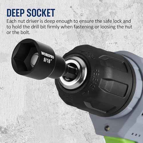 WORKPRO 6 PCS Magnetic Nut Driver Set, Metric & SAE, 1/4" Hex Shank, Drill Socket Set, Impact Driver Bit Set, 1/4¡± to 9/16¡±, Chrome Vanadium Steel