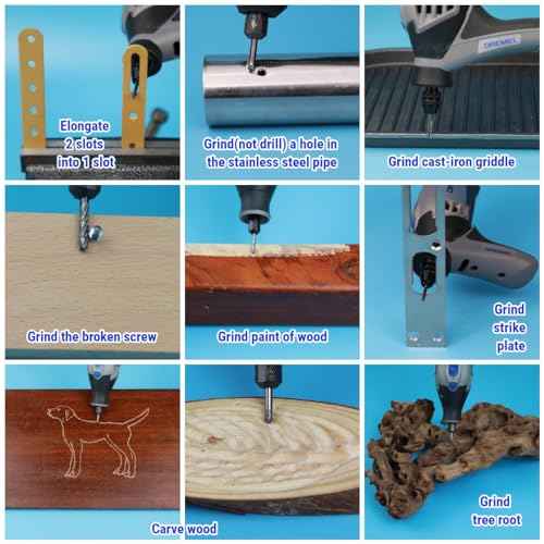 10 Pcs Carbide Burr Set 1/8" Shank Compatible with Dremel Bits Rotary Tools Attachment Kit Rasp Drill File Accessories Metal Wood Stone Steel Grinding Carving Cutting Polishing Solid Tungsten