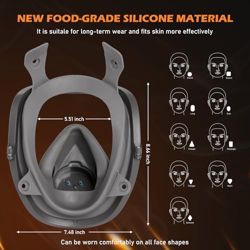 Reusable Respirator full Face Gas Cover, Organic Vapor Mask and Anti-fog, for Painting, mechanical polishing, logging, welding, Against Dust, Staining, Sanding & Cutting