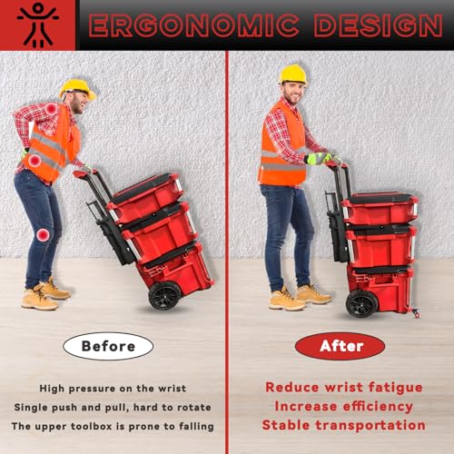 Upgraded Steel Construction Front Wheels, Heavy-Duty Packout Caster Wheel kit fit for Milwaukee Packout Rolling Tool Box, Flip up Packout Caster Wheel Kit, 200 Lbs Capacity