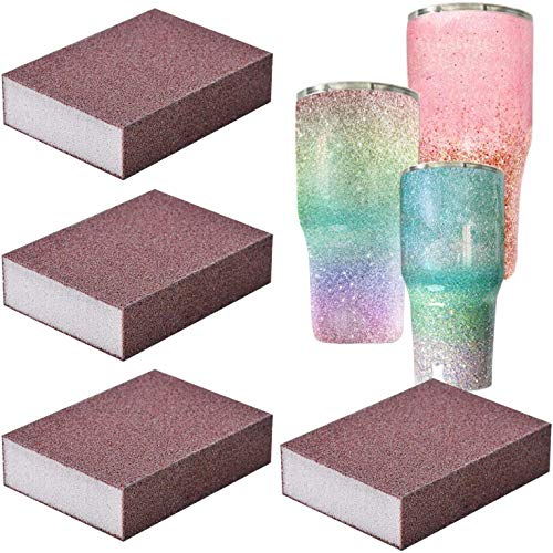 YAROMO Sanding Sponge for Epoxy Glitter Tumblers, 4 Pack Epoxy Grinding Blocks Apply to Remove Smudges and Bumps, Superfine Epoxy Refinishing Papers for Making Glitter Tumbler Cups