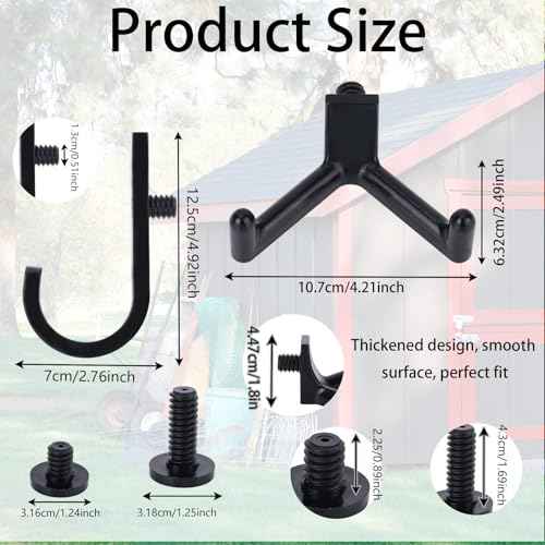 BOXOB 20pcs Tool Hooks for Suncast/Craftsman, V & J Shape Storage Shed Hooks with 10 Long & Short Screws Tool Hanger Garage Wall Organization for Shed Shelves Accessories Shovels Rakes Organizer