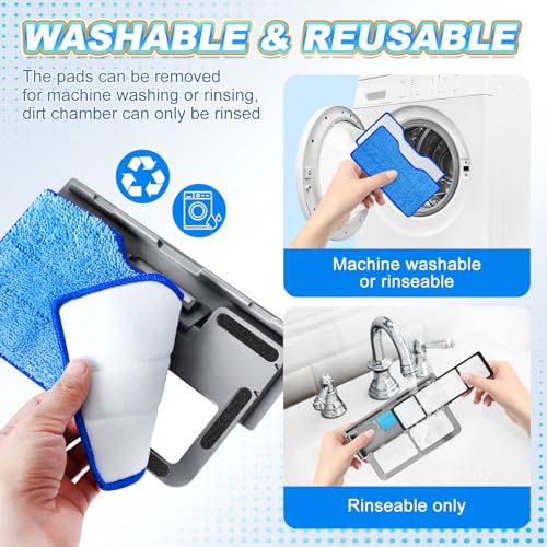 KeePow Reusable Mop Pads Refills for Shark VACMOP VM252 VM200 - 4+2+1 Pack (Blue)
