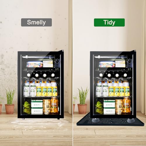 Kingwi 23.6 x 23.6 x 0.8 in Mini Fridge Mat with 4 Risers, Leak-Proof Silicone Floor Protector