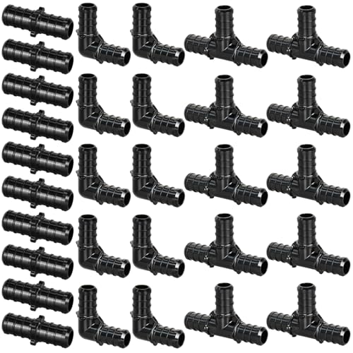 PXZBLG 30pcs 1/2" Poly PPSU Barb Crimp PEX Fittings Set - No Lead, Compatible with Water & Heating Systems