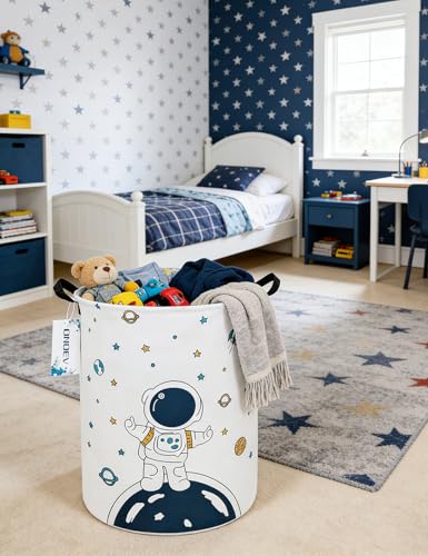 Round Collapsible Astronaut Space Laundry Hamper for Teens and Adults - Star Astronaut