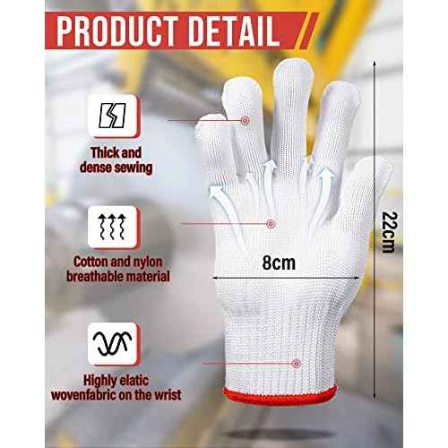 Honeydak 96 Pairs White Cotton Hand Gloves, Cotton Safety Liner Gloves Grip Knit Gloves for Men, Women, BBQ, Hand Repair, Painter Mechanic Warehouse Gardening