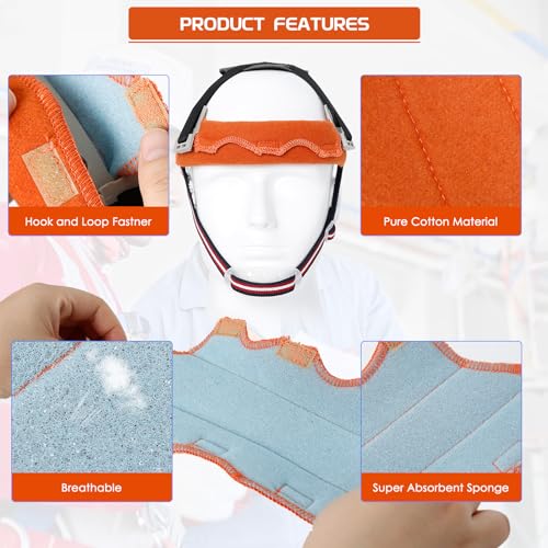Aolamegs Safe Hard Hat Sweatband- Hard Hat Sweat Bands Washable, Hard Hat Liner Replacement, Flame Retardant Cotton Hard Hat Accessories Sweat for Welding Helmet, Construction Hats, Chainsaw Helmet