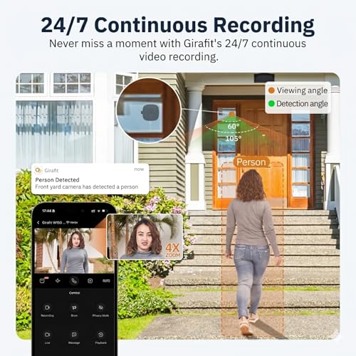 Girafit 1 Pack 3MP 2K WiFi Indoor Security Camera with Night Vision, Motion Detection