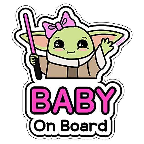 GEEKBEAR Baby on Board Car Sticker - Character Design, Reflective, Weather-Resistant (04. Cute Alien Girl)