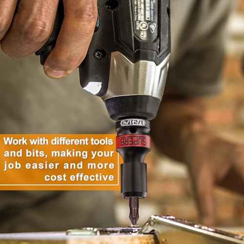 Impact Wrench Adapter, Impact to 1/4 Hex Converter, 1/2-inch Square Drive to 1/4-inch Hex Socket Adapter, Quick-Change Chuck for Impact and Ratchet Wrench, 2PCS