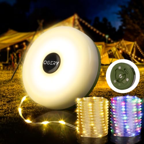 OGERY Green Camping String Lights 4-in-1, 32.8FT with 8 Modes, Portable & Waterproof
