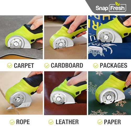 SnapFresh Green Cordless Electric Scissors for Cardboard Leather Plastic 4V