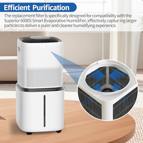 Gazeer 8-Pack Premium LEVOIT Superior 6000S Humidifier Filters + 4 White Sponge Filters (Gray)